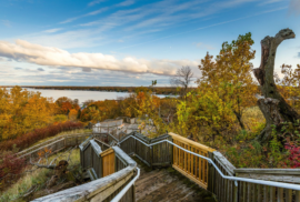 Stairs lead down Mt. Pisgah at Ottawa Beach in Holland