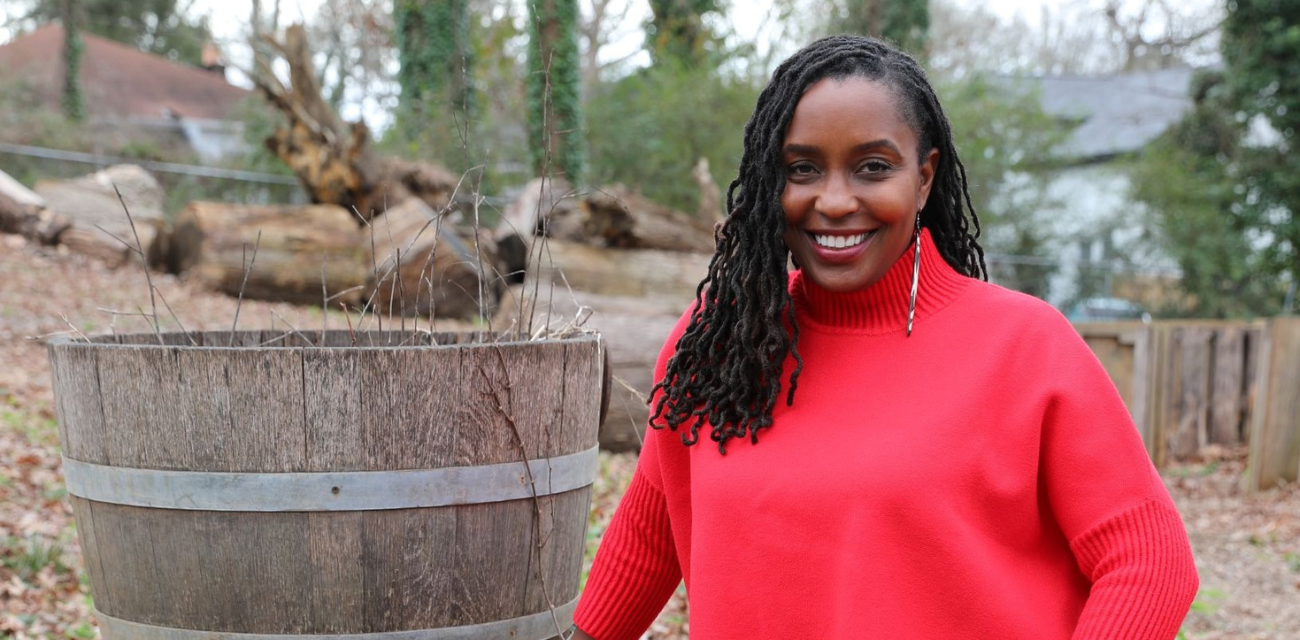 Angelou Ezeilo poses for a picture on an early spring day