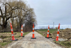 Construction cones block a park trail in Richmond