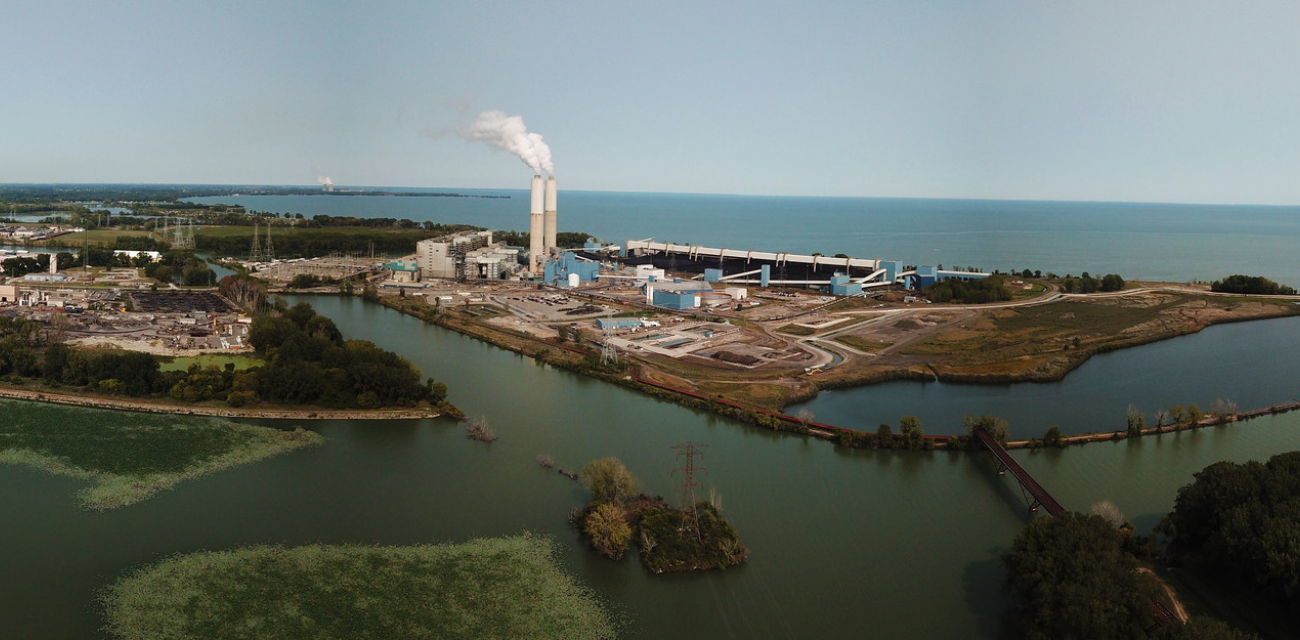 DTE's Monroe Plant churns out smoke along the River Raisin and Lake Erie