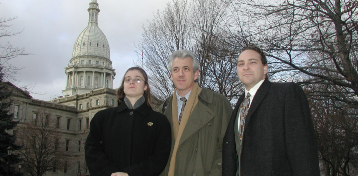 Dusty Fancher, James Clift, and Conan Smith pose for a photo in front of the Capitol in the early 2000s