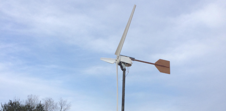 Tommy Skinner's homemade wind turbine stands at the ready in Petoskey