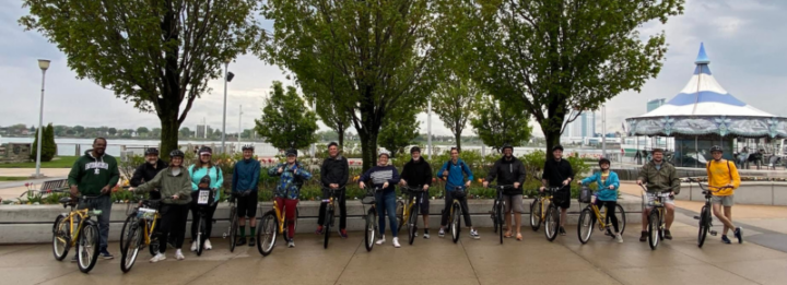 The Michigan Environmental Council poses for a mid-bike ride photo at Detroit's Cullen Plaza.jpg