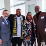 From left to right, MEC President Conan Smith, Representative Donavan McKinney, MEC Board Member Alisha Bell, and MEC Detroit Program Director Galen Hardy pose for a photo.