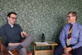 Common Groundwater host Beau Brockett (left) sits alongside guest Eric Schertzing (right) of the MI Association of Land Banks.