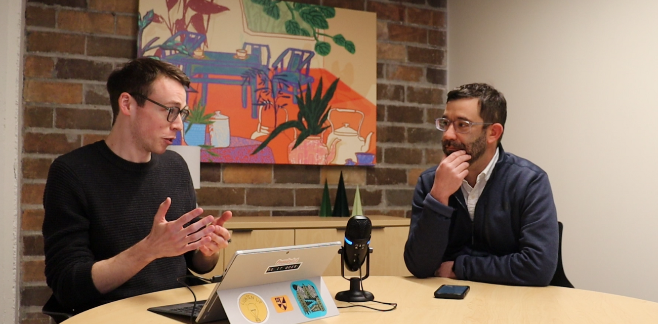 Common Groundwater host Beau Brockett (right) sits alongside podcast guest Nick Manes (left)