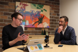 (Left) MEC Communications Manager Beau Brockett sits aside (Right) Crain's Detroit Business reporter Nick Manes as they record a podcast