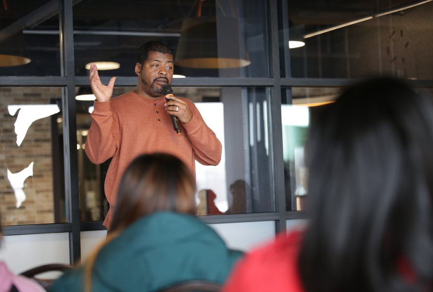 Jeffrey Bulls of Saginaw CAP speaks during a town hall. (Photo courtesy of Saginaw CAP.)