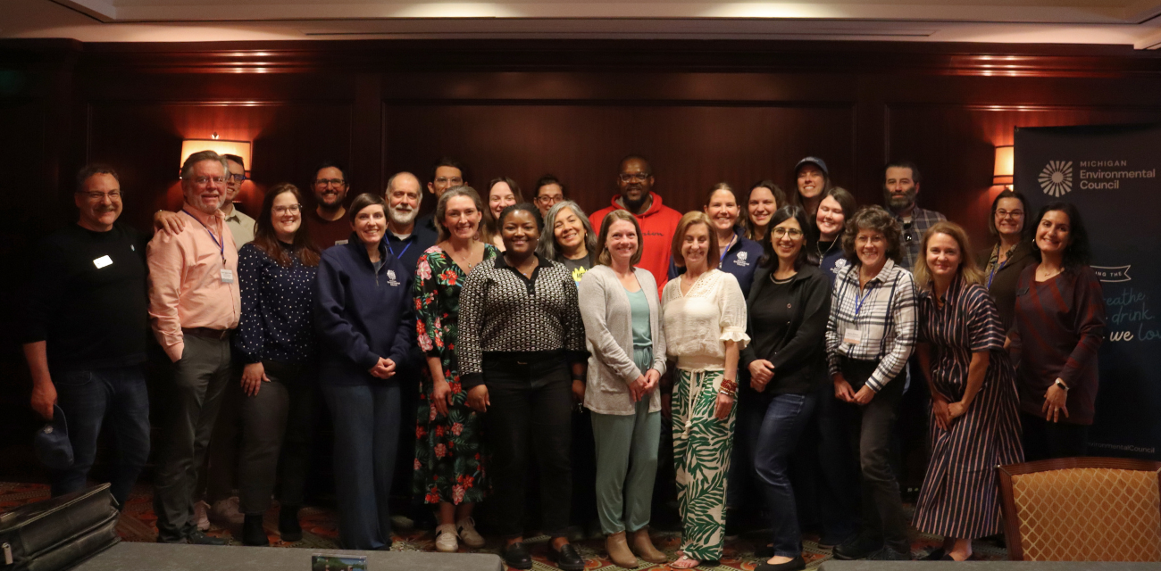 Board and staff smile for a group photo at the 2025 board retreat in Ann Arbor