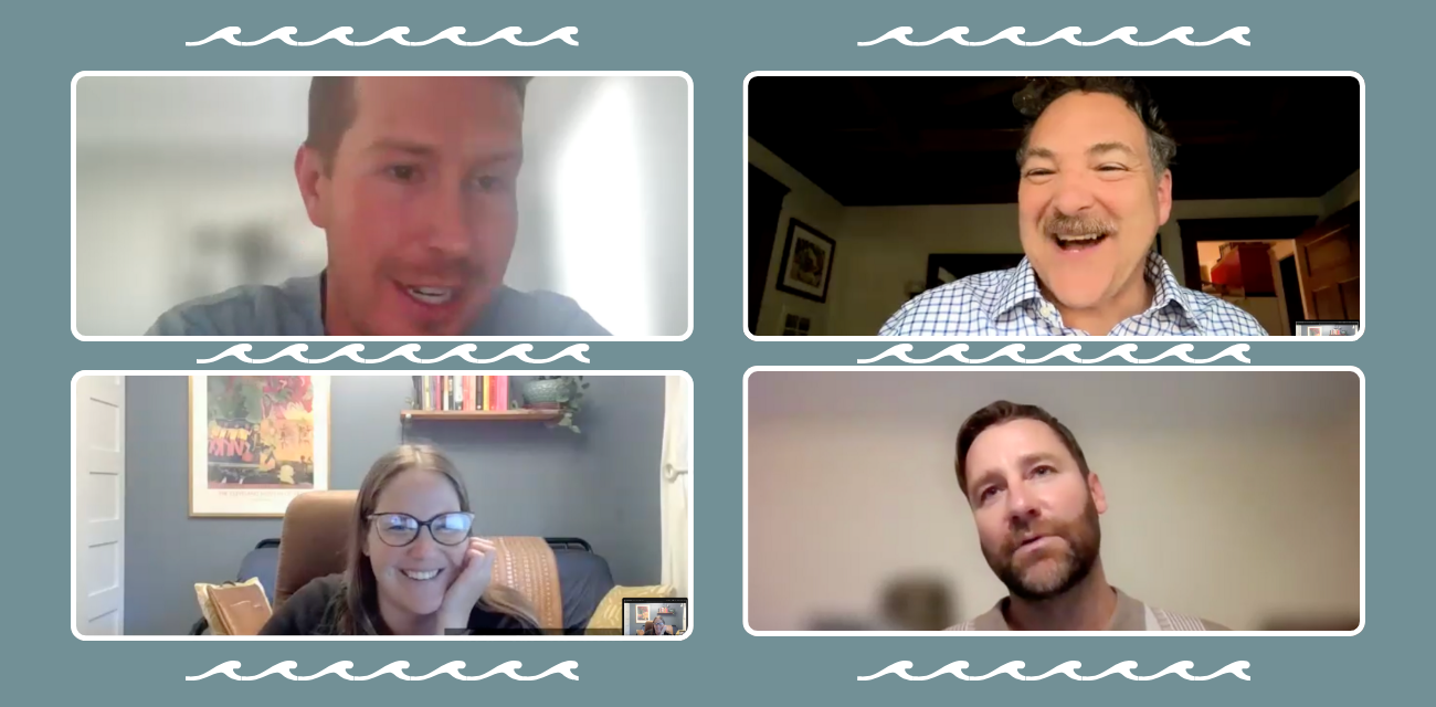 Clockwise Tim Minotas, Conan Smith, Bentley Johnson and Charlotte Jameson talk at different points during a Flood Proof webinar.