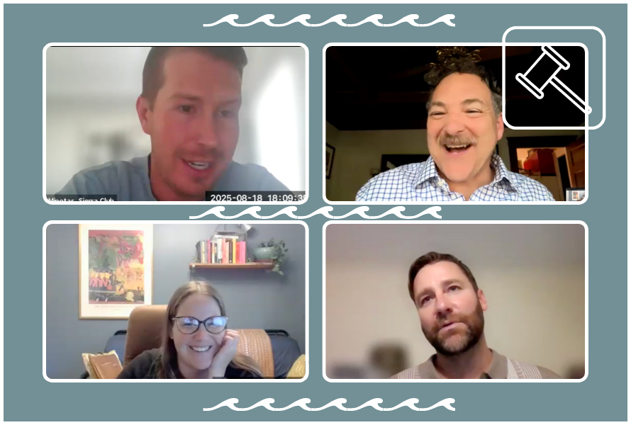 Clockwise Tim Minotas, Conan Smith, Bentley Johnson and Charlotte Jameson talk at different points of a Flood Proof webinar.