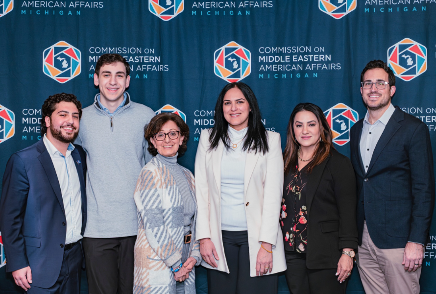 Members of ACCESS pose for a photo during an Arab American legislative day at the Michigan Capitol. (Photo courtesy of ACCESS)